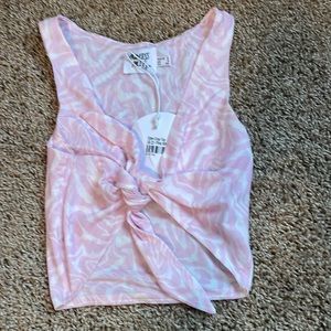 Princess Polly pink zebra print tie top